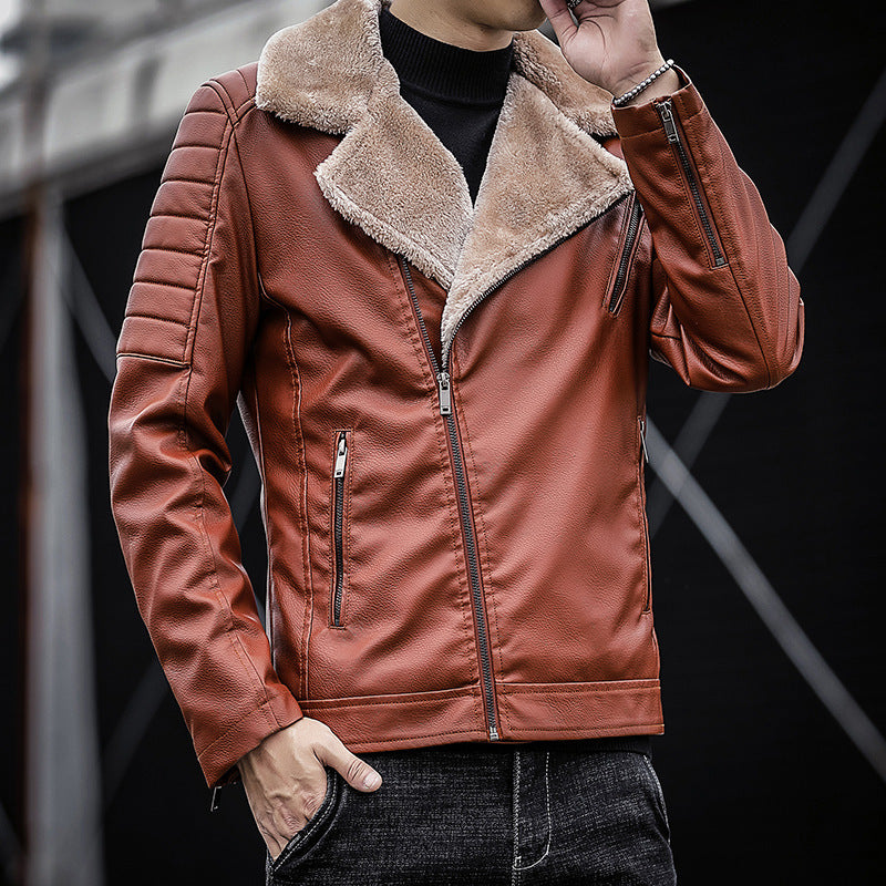 Herren Piloten-Lederjacke mit Teddyfutter, breitem Umlegekragen und gesteppter Ärmeldetail Echo Archiv