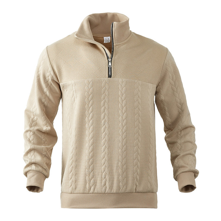 Herren sportlicher Fleece-Pullover mit hohem Kragen und stylischem Zopfdesign Echoarchiv
