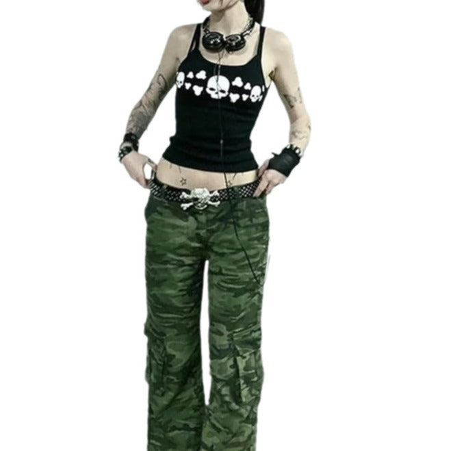 Damen Tanktop mit frechem Totenkopf-Design und schmalen Trägern Echo Archiv