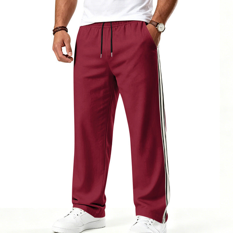 Herren Relaxte Trackhose mit seitlichem Doppelstreifen und elastischem Bund Echoarchiv
