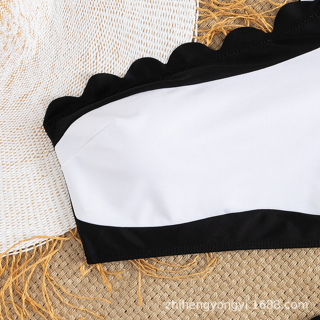 Damen Einseitiger Bikini mit gewelltem Saum Echo Archiv