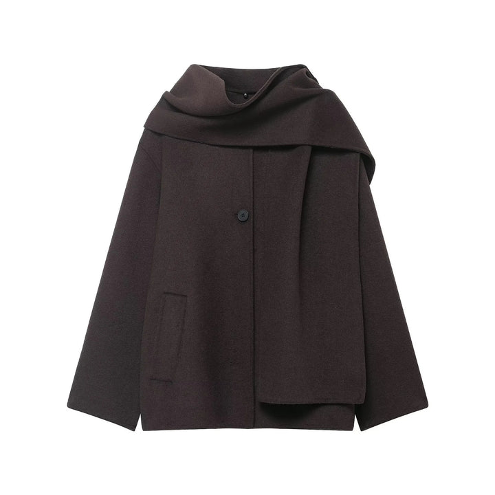 Damen Oversize Wollmantel mit voluminösem Schalkragen und verdeckter Knopfleiste – Montévia