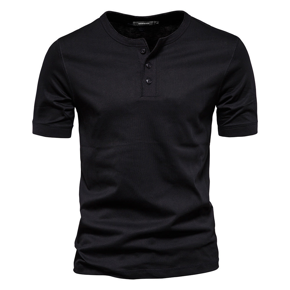 Herren nan schmal geschnittenes Kurzarmshirt mit kurzer Knopfleiste und geripptem Kragen aus Baumwollmix Echo Archiv