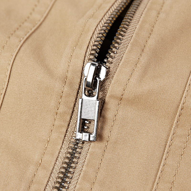 Herren Leichte Canvas‑Bomberjacke mit kariertem Innenfutter und elastischen Bündchen – Brevano