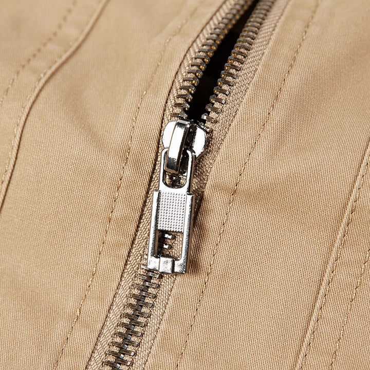 Herren Leichte Canvas‑Bomberjacke mit kariertem Innenfutter und elastischen Bündchen – Brevano