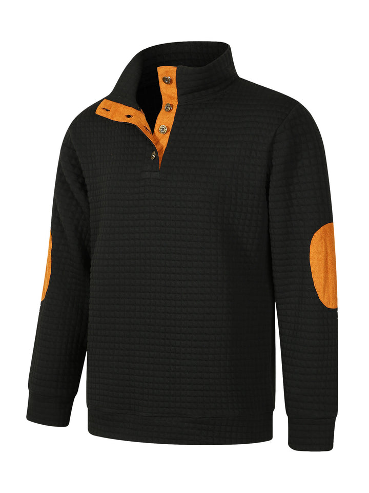 Herren Bequemer Sweatpullover mit Knopfleiste und Kontrastelementen Echoarchiv
