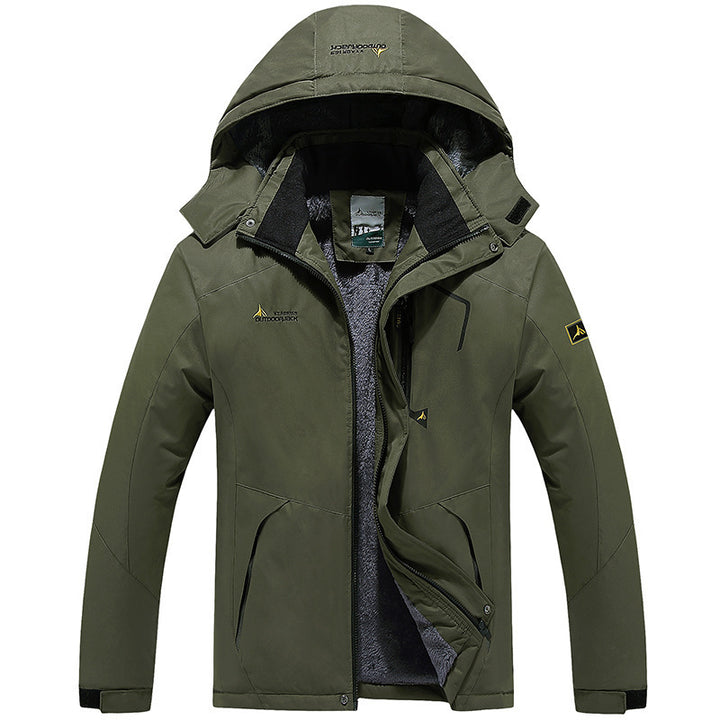 Herren technische Outdoor-Thermojacke mit abnehmbarer Kapuze, winddichter Außenschale und wärmender Fleece-Innenlage Echoarchiv