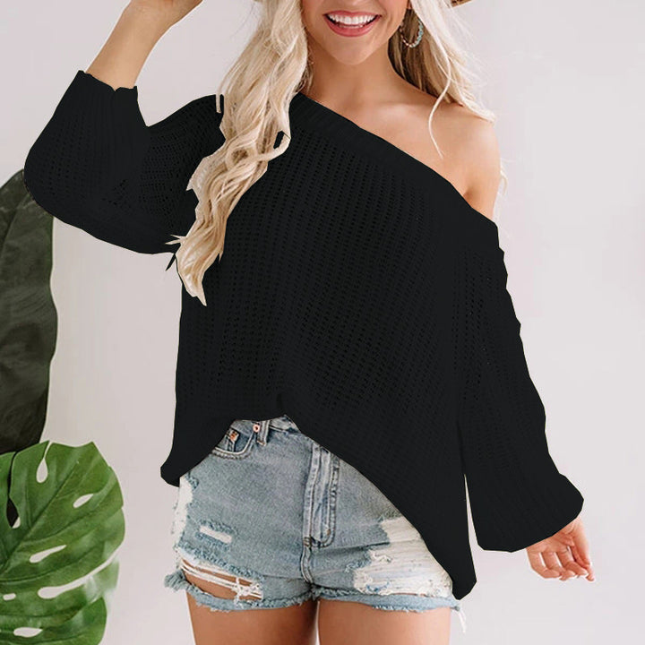 Damen Oversize Strickpullover mit Off-Shoulder Ajourmuster und weitem Saum Echo Archiv
