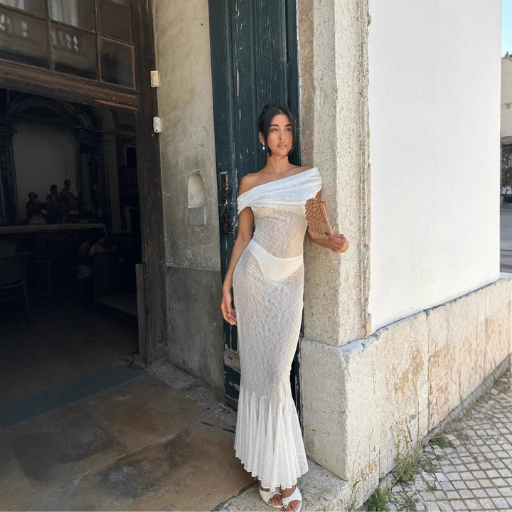 Damen Elegantes Maxikleid mit Off-Shoulder Design Echo Archiv