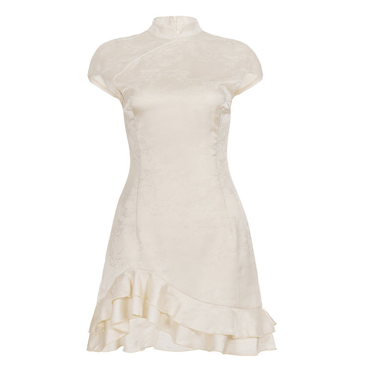 Damen elegant geschnittenes Chiffon-Kleid mit Rüschenkante Echo Archiv