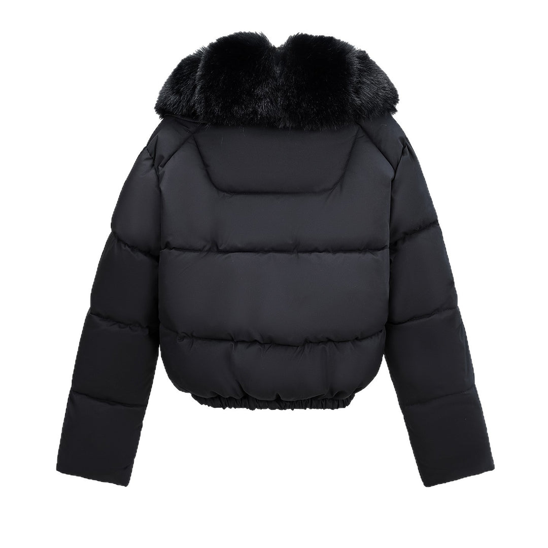 Damen Kurz‑Pufferjacke im Boxy‑Cut mit voluminösem Fellkragen und elastischem Saum Echo Archiv