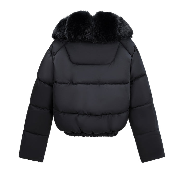 Damen Kurz‑Pufferjacke im Boxy‑Cut mit voluminösem Fellkragen und elastischem Saum Echo Archiv