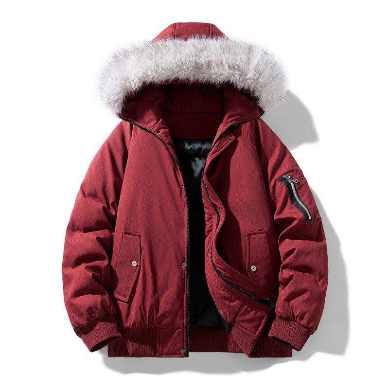 Herren gesteppter Winterparka mit abnehmbarem Kunstfellkapuze und winddichter Polsterung – Marzano