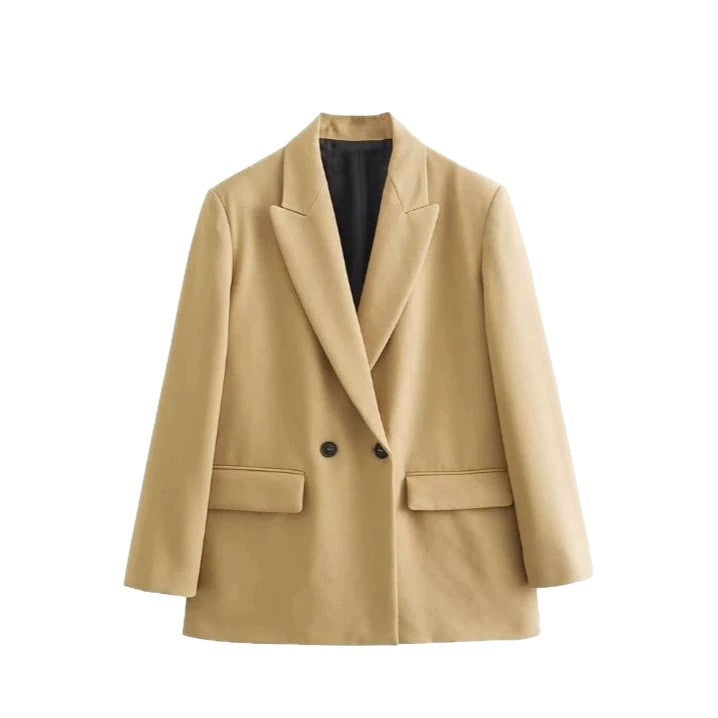 Damen Doppelreihiger Boxy-Blazer mit kastiger Silhouette und Reverskragen Echoarchiv