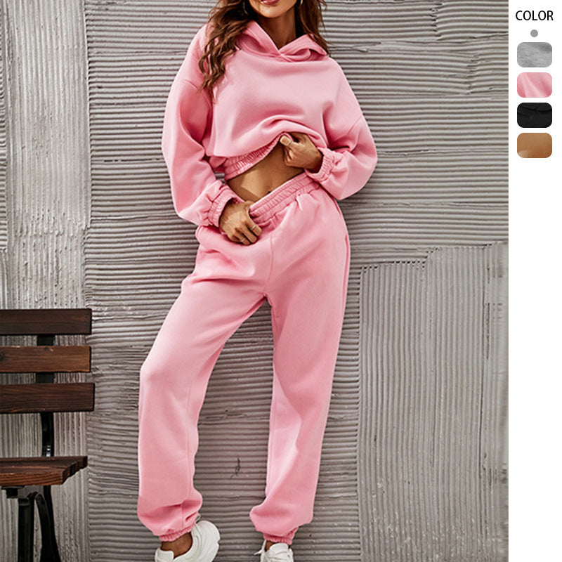 Damen nan Cropped-Hoodie-Set mit hohem Elastikbund und lässiger Jogginghose Echo Archiv