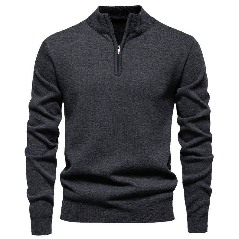 Herren feiner Strickpullover mit kurzem Reißverschluss und hohem Kragen Echoarchiv