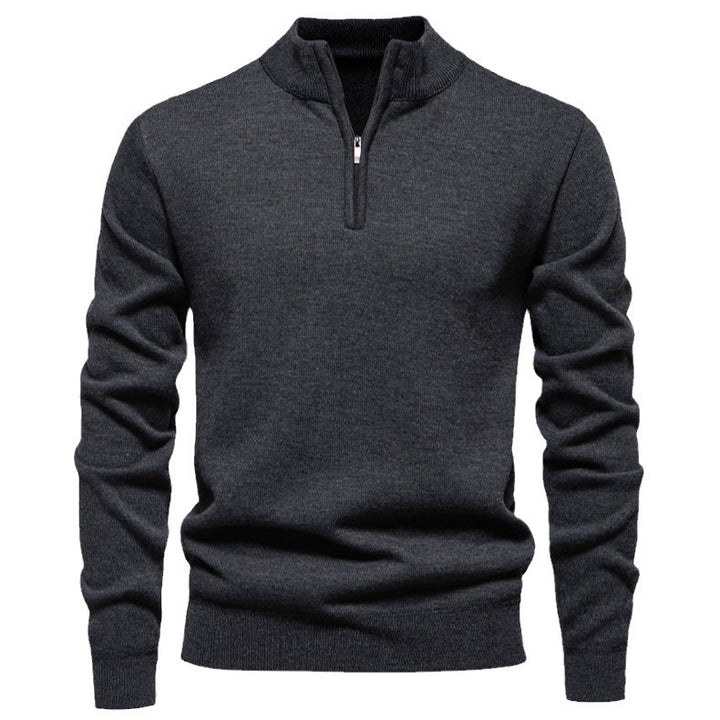 Herren feiner Strickpullover mit kurzem Reißverschluss und hohem Kragen Echoarchiv