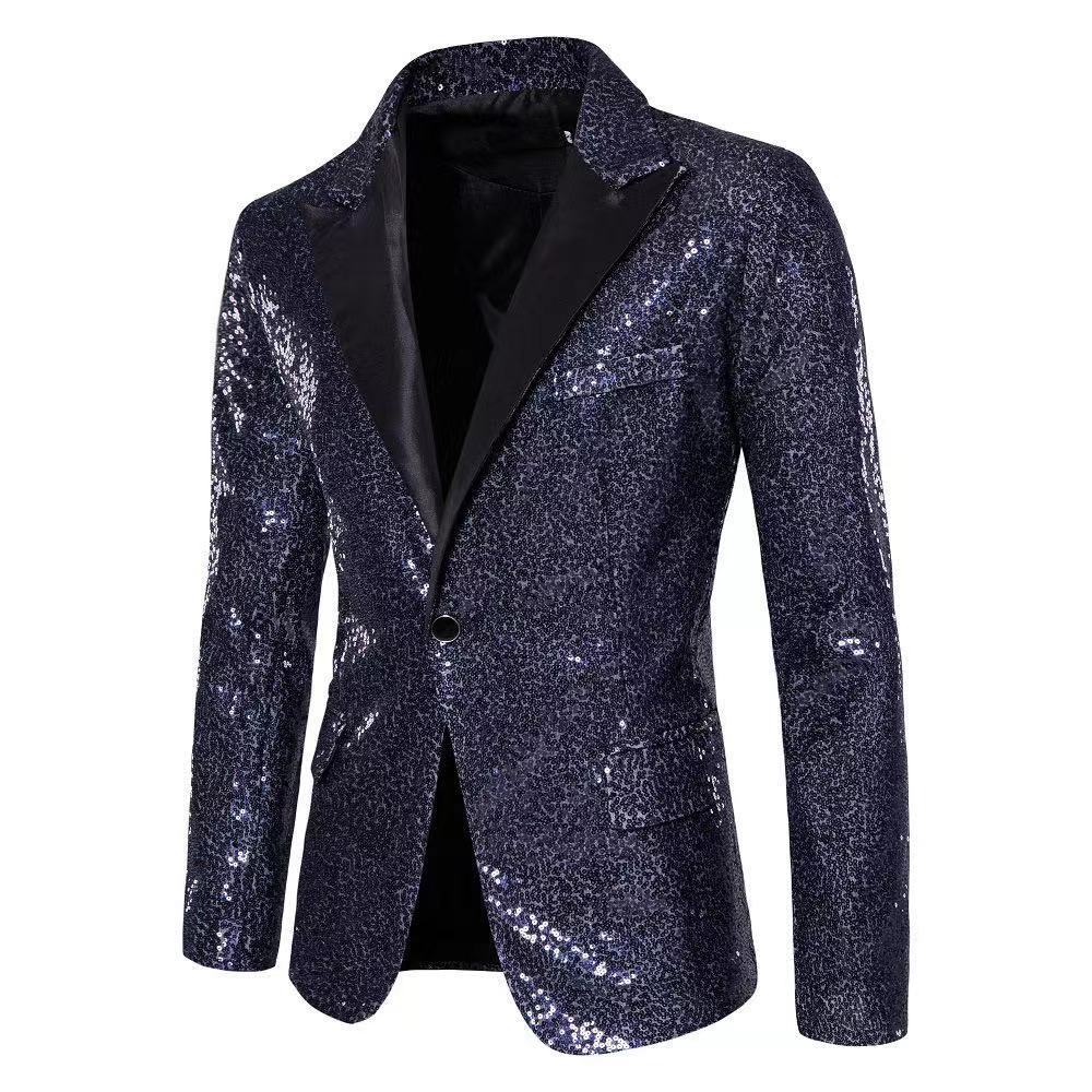 Herren eleganter Pailletten-Blazer mit edel dekorativen Akzenten Echoarchiv