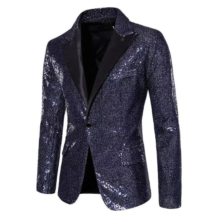 Herren eleganter Pailletten-Blazer mit edel dekorativen Akzenten Echoarchiv