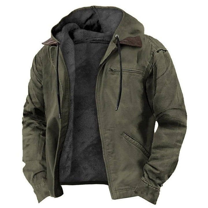 Herren Gefütterte Kapuzenjacke mit Teddyfutter, winddichtem Canvas und Reißverschlusstaschen Echo Archiv