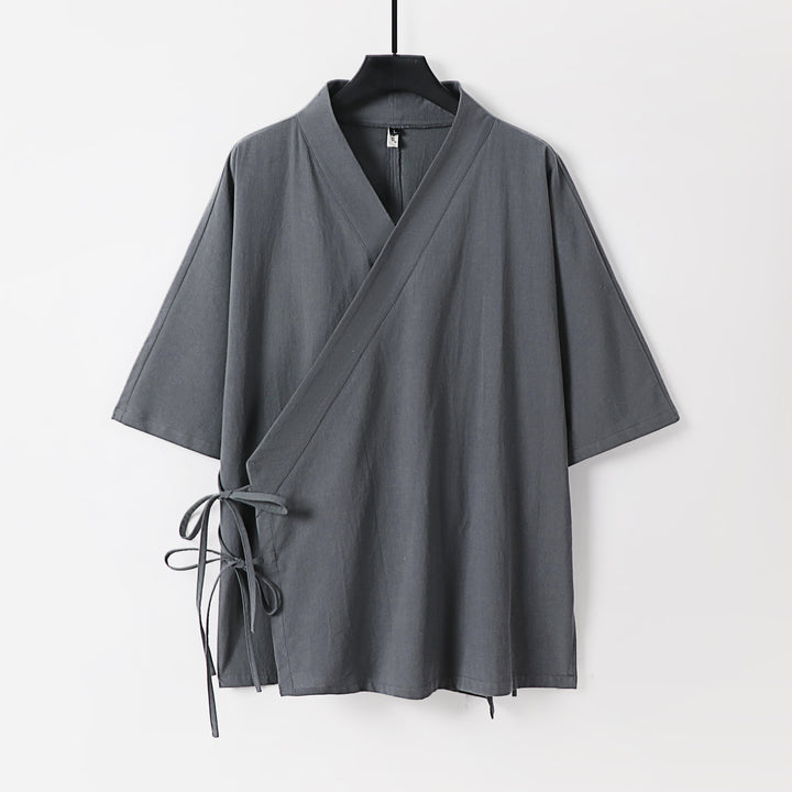Damen Wickel-Kimono-Oberteil mit kurzen Ärmeln und Seitenschnürung Echoarchiv