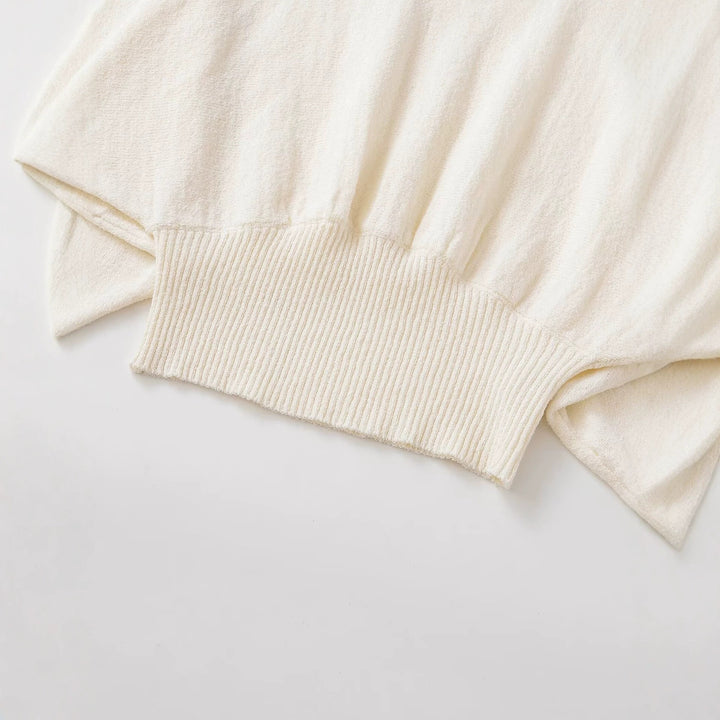 Damen weit geschnittener Cropped-Pullover mit Fledermausärmeln und breitem Rippbündchen Echo Archiv