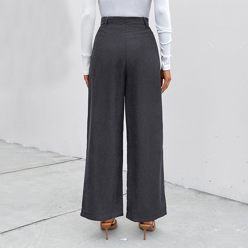 Damen Weite Cordhose mit hoher Taille, aufgesetzten Taschen und weitem Bein Echoarchiv