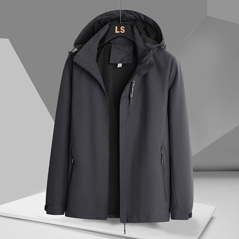 Herren sportliche Übergangsjacke mit verstellbarer Kapuze und wasserabweisendem Material Echoarchiv