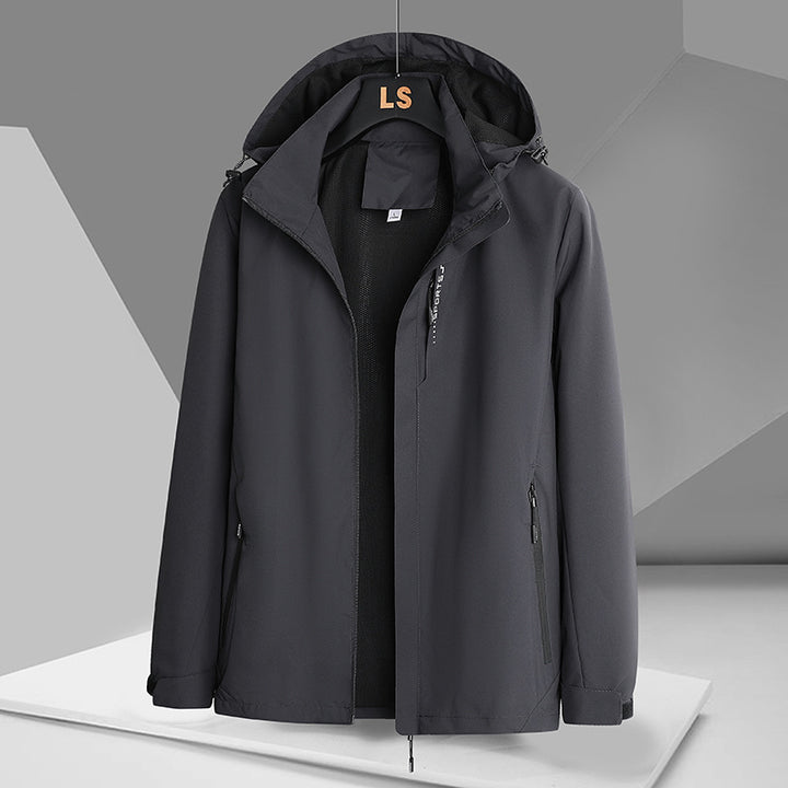 Herren sportliche Übergangsjacke mit verstellbarer Kapuze und wasserabweisendem Material Echoarchiv