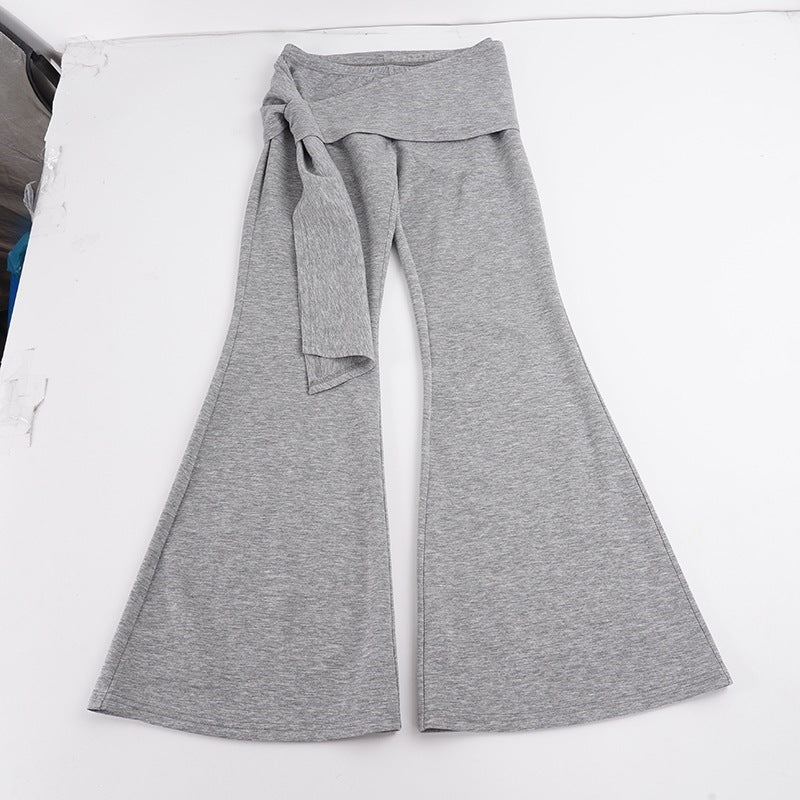 Damen Flair-Loungehose mit Wickelbund, Bindeschal und weitem Schlag Echo Archiv