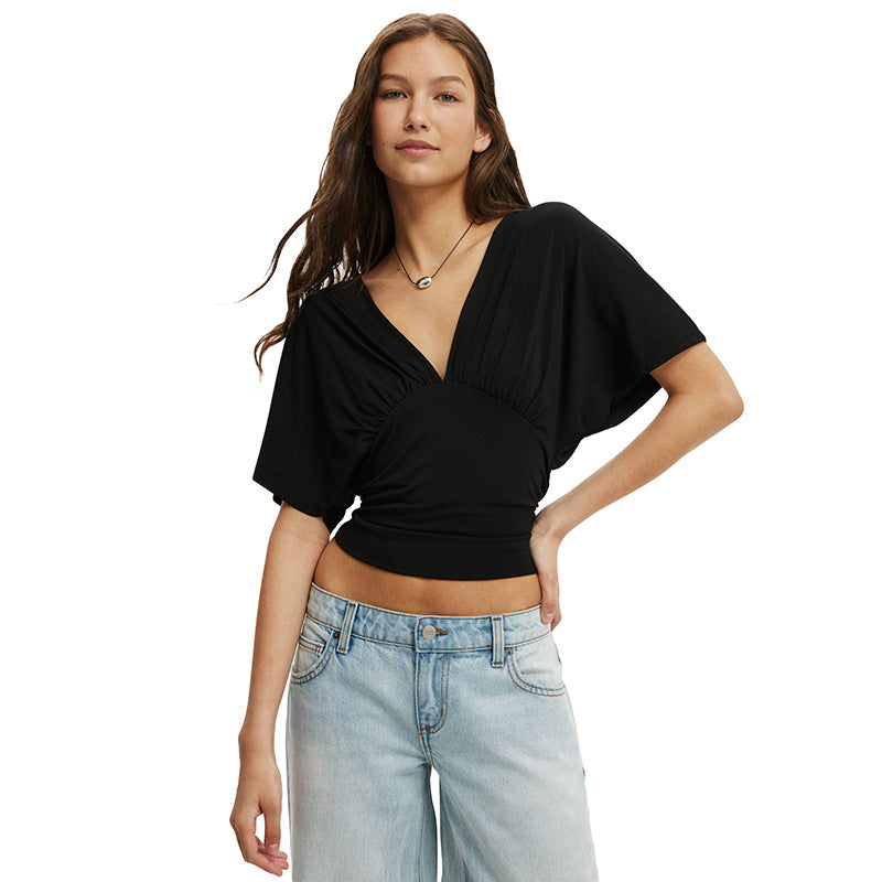 Damen elegantes Oberteil mit lässigem Schnitt und modischem V-Ausschnitt Echo Archiv