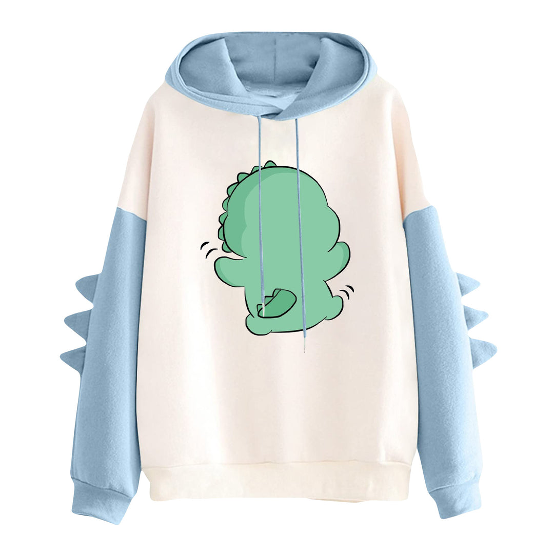 Damen Kapuzenpullover mit niedlichem Dinosaurierprint und dreidimensionalen Stacheln – Auréline