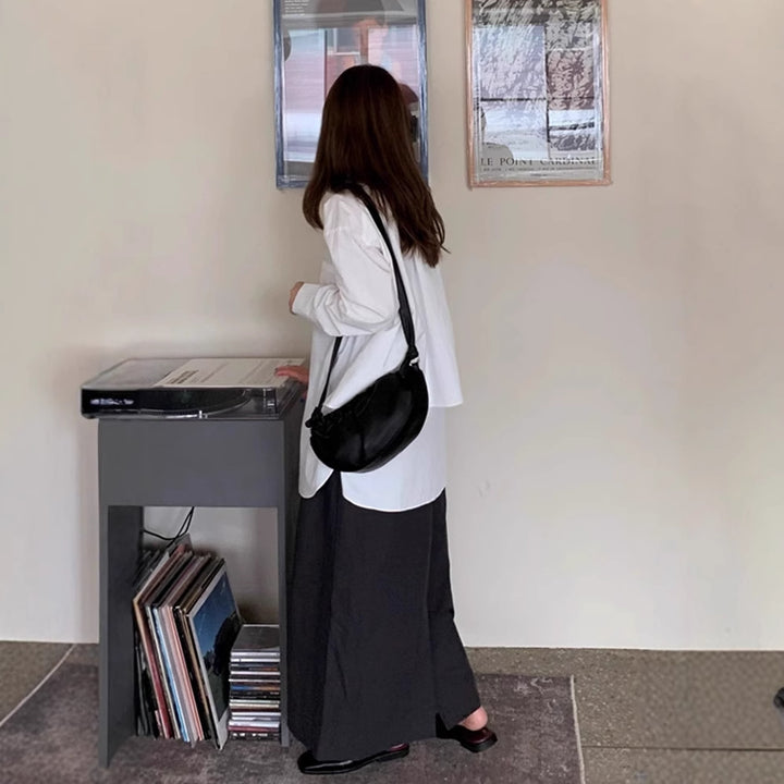 Damen Oversize-Lagenbluse mit verlängertem Rückenteil, Seitenschlitzen und kastiger Passform Echoarchiv