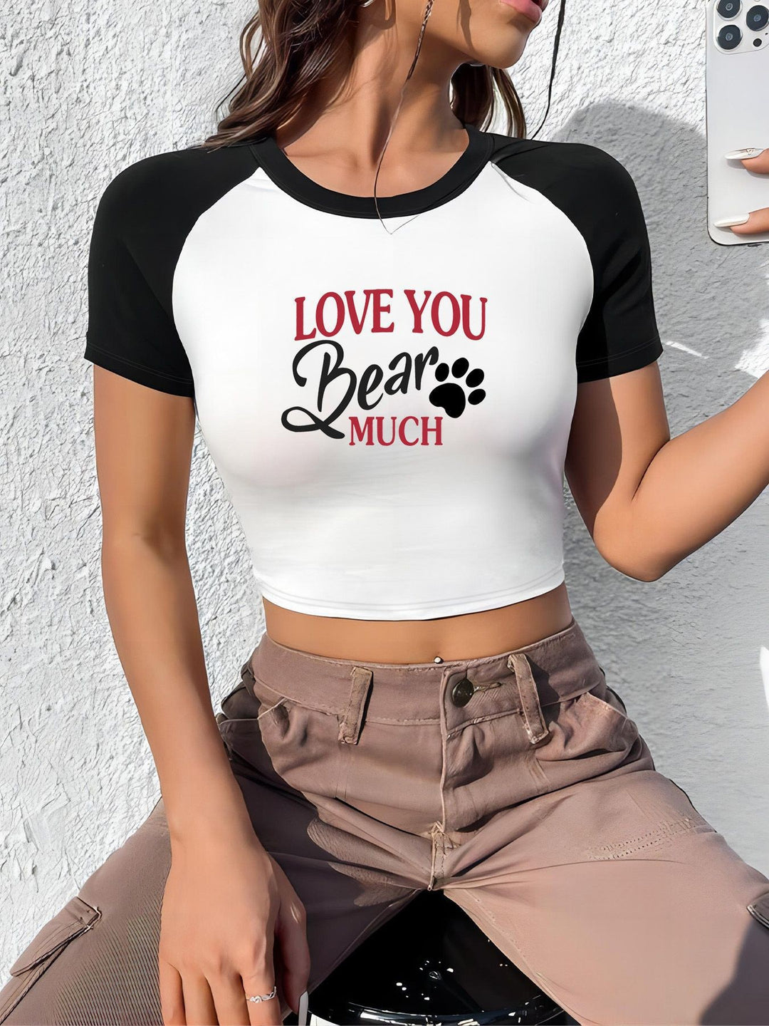 Damen Crop-Top mit motivierendem Schriftzug und lässigem Schnitt Echo Archiv