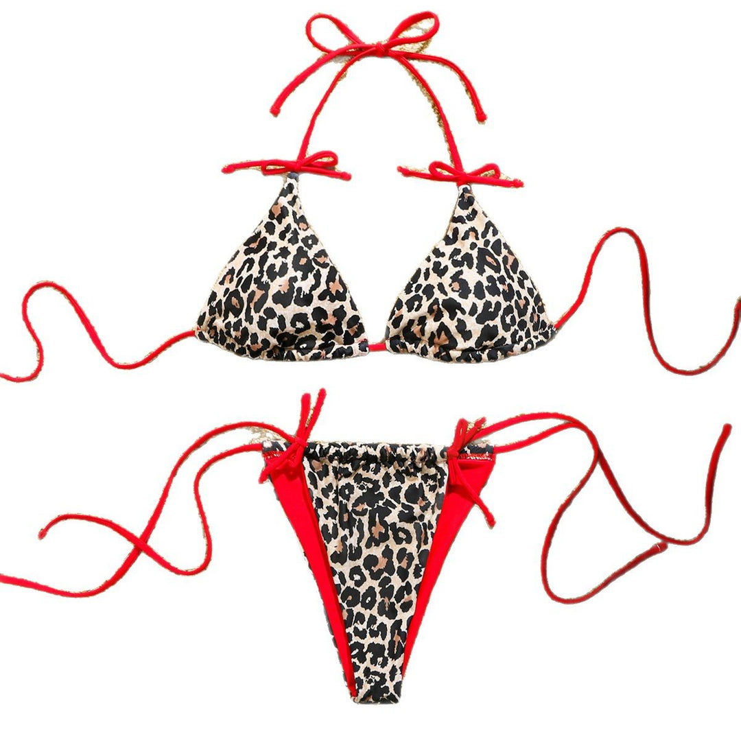 Damen Triangel-Bikini mit verspieltem Leopardenmuster und verstellbaren Bändern Echo Archiv
