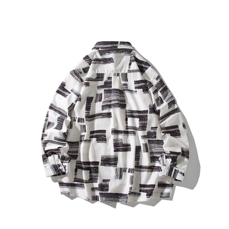Herren Oversize Hemd mit grafischem Blockprint Echoarchiv