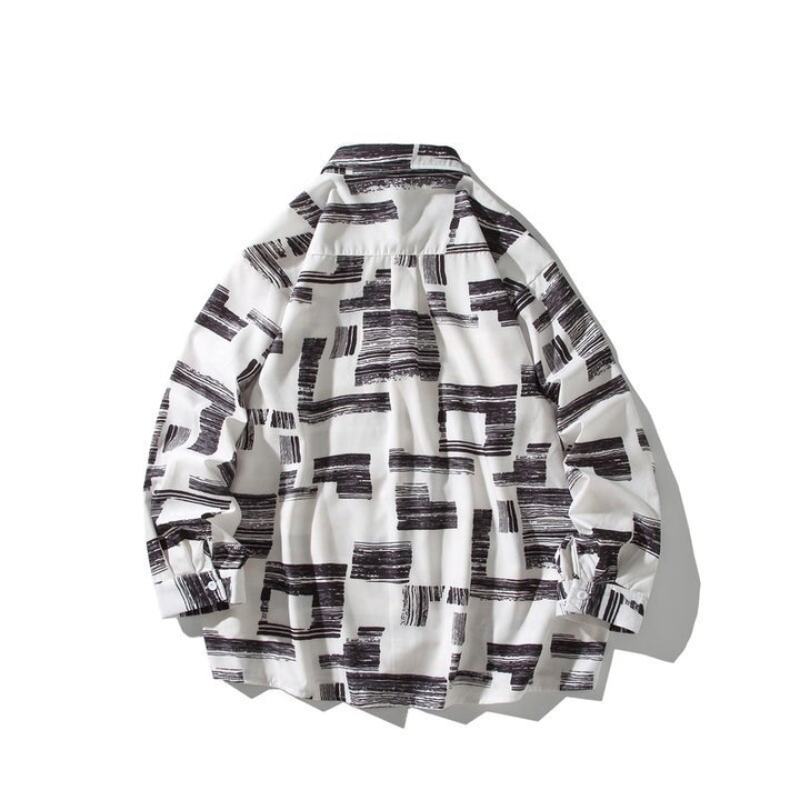 Herren Oversize Hemd mit grafischem Blockprint Echoarchiv