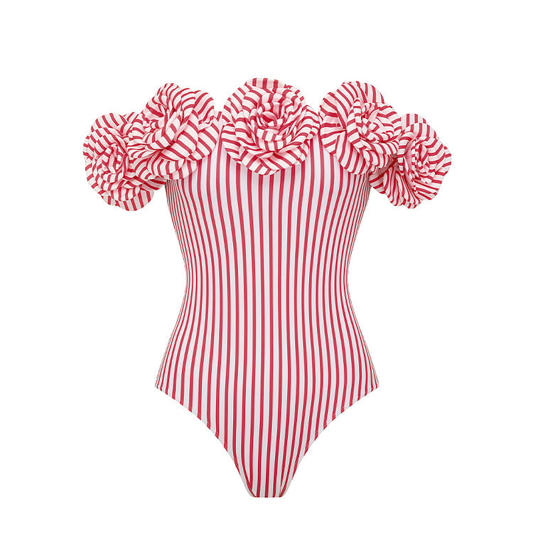 Damen Striped Bikini-Set mit eleganter Wickelbluse und modischem Rock Echo Archiv