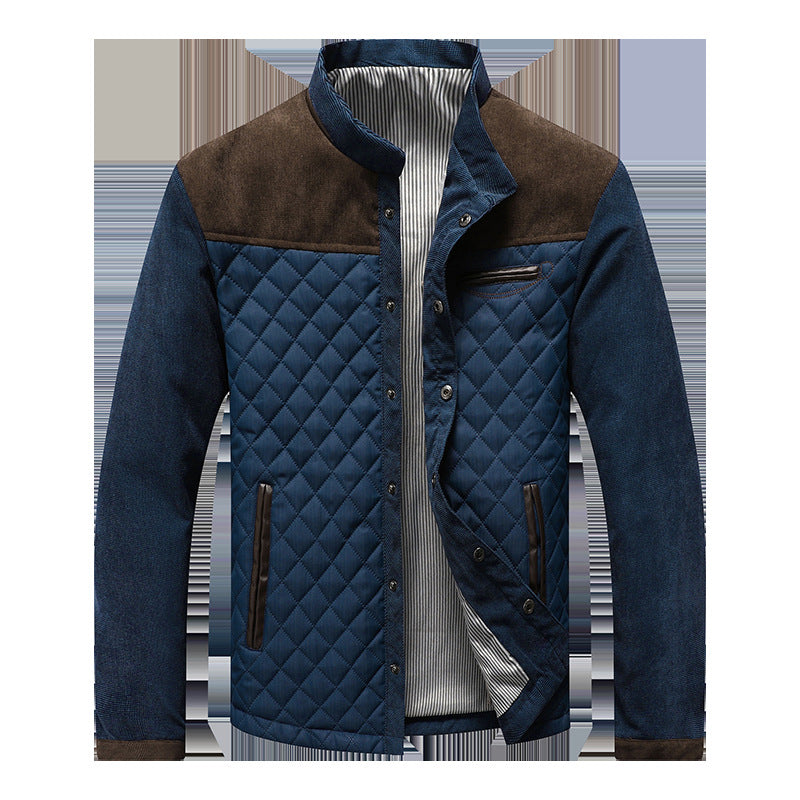 Herren Gepolsterte Rauten‑Steppjacke mit Stehkragen und Kontrastbesatz Echoarchiv