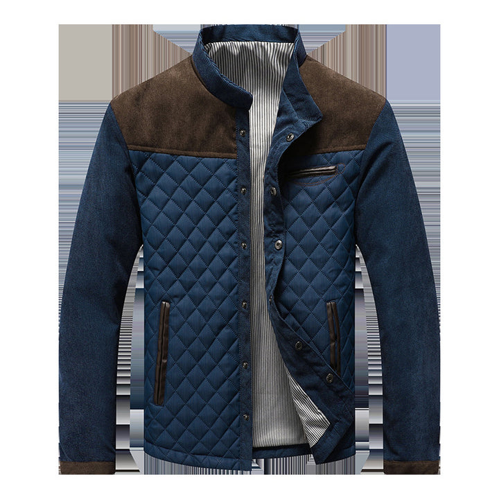 Herren Gepolsterte Rauten‑Steppjacke mit Stehkragen und Kontrastbesatz Echoarchiv
