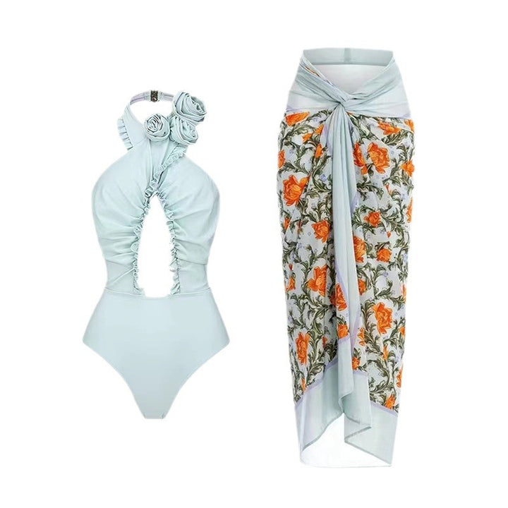 Damen Badeanzug mit floralem Wickelrock Echo Archiv