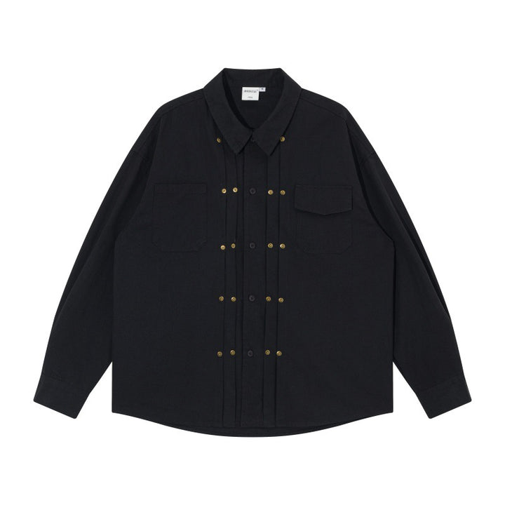 Herren Oversize-Hemdjacke im Workwear-Stil mit Ziersteppungen und Metallnieten Echoarchiv