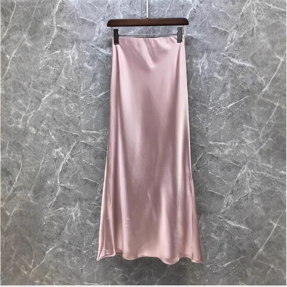 Damen Eleganter Midi-Rock aus hochwertigem Satin Echoarchiv