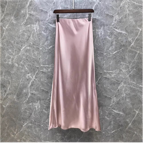 Damen Eleganter Midi-Rock aus hochwertigem Satin Echoarchiv