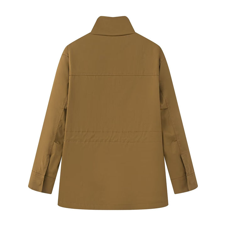 Damen Utility-Jacke mit Tunnelzugtaillen, Stehkragen und Pattentaschen Echo Archiv