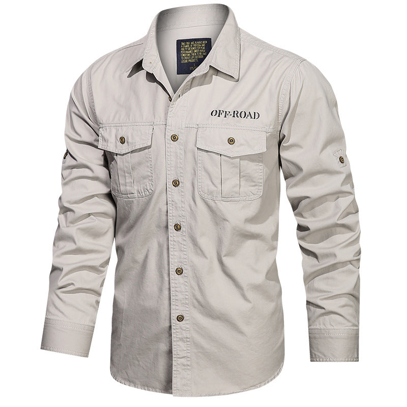 Herren nan robustes Utility-Hemd mit aufgesetzten Brusttaschen und Ärmelriegel Echo Archiv