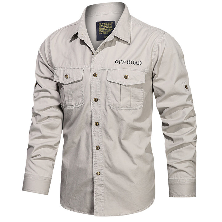 Herren nan robustes Utility-Hemd mit aufgesetzten Brusttaschen und Ärmelriegel Echo Archiv
