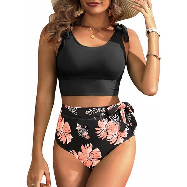 Damen Hochtailliertes Bikini-Set mit knotenverziertem Oberteil Echo Archiv