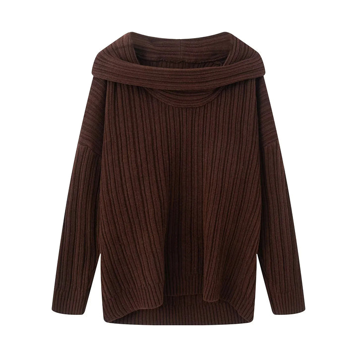 Damen nan Oversize-Rippstrick-Pullover mit weitem Rollkragen und überschnittener Schulter Echo Archiv