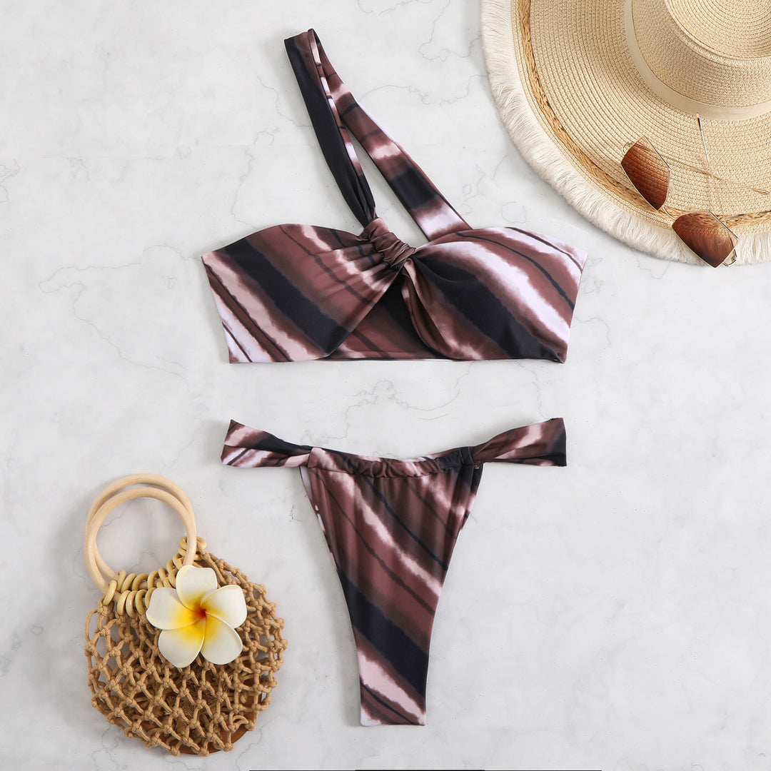 Damen Bandeau-Bikini mit asymmetrischen Trägern und modischen Wickeldetails Echo Archiv